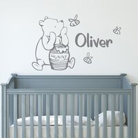 Personalized Name Kids Wall Decal Custom Name Little Bear Wall Sticker for Nursery Baby Girl Boys Room Decor Vinyl Decal S503