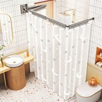 Shower Curtain No Drill Waterproof Fabric Foldable Bathroom Shower Screen Privacy Partition Set Home Luxury Black