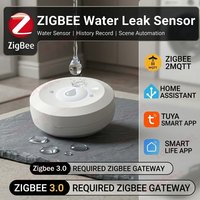 Zigbee Water Sensor Leak Flood Detector App Remote Monitoring for Kitchen/Bathroom Support Home Assistant Z2M Tuya Need Gateway