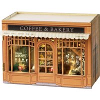 DIY Wooden Miniature Model Kit Mini Box Coffee Bakery Store Casa Doll Houses 3D Puzzle Dollhouse With Furniture Friends Gifts