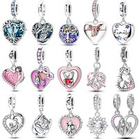 Original 925 Sterling Silver Heart Love Charms Bead Pendant Fit 3mm Original Bracelet DIY Charms Women Exquisite Jewelry Gifts