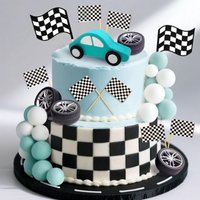 Race Car Cake Decorations Car Cake Topper Checkered Flag Cake Topper Growing Up Two Fast Birthday DecorFast One Fast Three Need