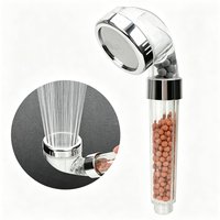 Multi-Function High Pressure Transparent Handheld Filter Shower Head with Natural Mineral Balls Hard Water Purifier