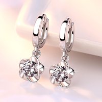 Elegant 925 Sterling Silver Exquisite Silver/Plum Blossom Zirconia Earrings for Women, Fashionable Wedding Party Gift Jewelry