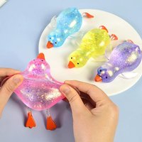 Glitter Duck Squishy Stress Relief Toy | TPR Material | Random Color | Soft Squeeze Fidget Toy for Anxiety Relief | Portable Toy