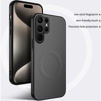 Magnetic Carbon Fiber Texture Phone Case For Magsafe Samsung S26 S25 Edge S24 S23 S22 S21 FE Plus Ultra Protective Back Cover