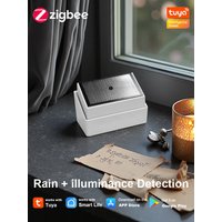 Tuya Smart Zigbee Raindrop Detection Sensor IPX4 with Light Sensor Outdoor Waterproof Rainwater Detector for Outdoor Automation