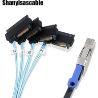 1.0M nternale Mini SAS HD SFF-8644 to 4 x 29-Pin SAS SFF-8482 with 15pin sata male 2 in 1 Cable