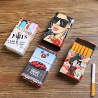 Vintage Nostalgic Tinplate Metal Cigarette Case 20-Stick Set Creative Personalized Pattern Moisture-Proof Sealed Tobacco Case