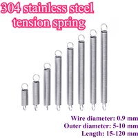 5pcs/Lot 0.9mm 304 stainless steel extension spring with O hook, length 15mm to 120mm