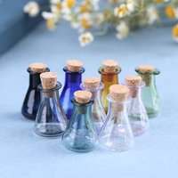 2Pcs Mini Glass Color Bottle Wishing Bottle Tiny Jars Vials Mini Storage Bottle