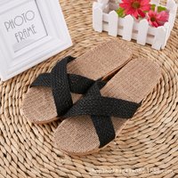 Mode hommes lin pantoufles unisexe fond souple antidérapant loisirs maison pantoufles chaussures d'intérieur hommes plage diapositives Pantoufle Homme