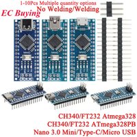 10Pcs/1pc Nano V3.0 3.0 Mini/Type-C/Micro USB Controller Development Board Module ATmega328P ATMEGA328PB for Arduino CH340 FT232