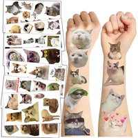 10Pcs/set New Love Cat Temporary Tattoo Stickers Cute Cat Waterproof Tattoo For Funny Birthday Party Gift