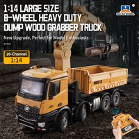 HUINA 1538 Remote Control Dump Engineering Truck 2.4G Remote Control 26CH 1:14 Dump Truck Grabbing Wood RC Model Tipping Bucket