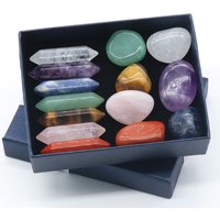 Natural Crystal Healing Set | 14 PCS Chakra & Tumbled Stones for Meditation, Reiki & Spiritual Balance