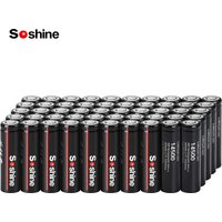 Soshine 50pcs 14500 AA Li-ion Flat Battery Lithium Battery 3.7V 900mAh Rechargeable Battery for LED Flashlight Calculator Toy