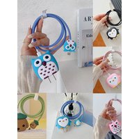 Cute Cartoon Animal Charger Protector Case 18W 20W USB Cable Winder Cover Fast Charging Organizer for iPhone 17 16 15 14 Pro Max