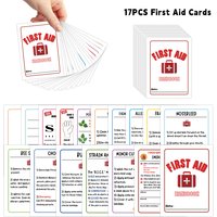 17pcs First Aid Wallet Pocket Flash Cards Guide With Basic First Aid Knowledge Emergency Cards For Home, Travel, Or Workplaces