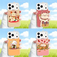 Cute Art Lucky Cat Phone Case For iPhone 17,16,13,12,X,11,15,14,Pro,Max,Plus,SE4,Air,Mini White Matte