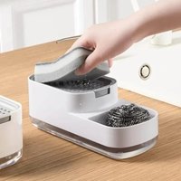 Plastic Dishwashing Soap Dispenser Countertop Soap Pump Dispenser Sink for Kitchen Bathroom Liquid Dish Soap Holder 2 in 1