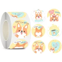100-500PCS Seals Stickers Corgi Cartoon Dog for Stickers Packaging Home Made Animal Rolling Stickers Labels