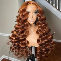 Light Brown Loose Deep Wave Lace Front Wig Pre Plucked Ready to Wear 13x4 HD Glueless for Women Synthetic Heat Resistant Fiber