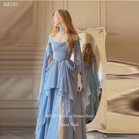 MEOD Sky Blue Chiffon Evening Gowns Off The Shoulder Modern Elegant Prom Dresses A Line Floor Length Sweetheart Gown Customized