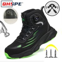 Men's Safety Shoes High Top Work Safety Shoes Steel Toe Sneakers Rotation Button Anti-smash Antipuncture Steel Safety Boots