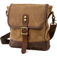 Nesitu High Quality Vinage Green Grey Khaki Black Canvas Crazy Horse Leather Small Women Men Shoulder Messenger Bag M6070