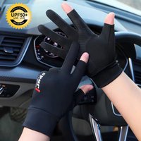 Ice Silk Gloves for Men Summer Sun Protection Fishing Touchscreen Driving Breathable Cooling Non-slip Cycling Stretchy Gloves
