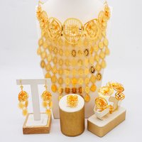 Gold Plated Long Broad body Necklace Set Dubai women Luxury Jewelry Set wedding bride accessory