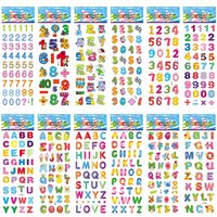 5 Sheets 3D Stickers for Kids Toddlers Number English Alphabet Stickers for Boys Girls Teachers Reward Craft Scrapbook Gift Toys