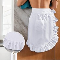 1 Pc Woman Half Waist Cooking Kitchen Apron Short Lolita Maid Sexy Lace Black White Bib Beauty Flower Coffee Shop Pinafore