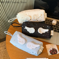 Print Wings Star Dots Pencil Case Y2k Large Capacity Korean Style Pen Bag Stationery Storage Desktop Storage Pencil Pouch School