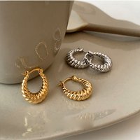 925 Sterling Silver Vintage Strip Gold Earrings For Women Trendy Earring Jewelry Prevent Allergy Party Accessories Gift