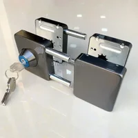 1 Set Double Open Sliding Door Lock Stainless Steel Glass Door Lock with Keys Lockset Office Glass Gate Security Hardware
