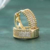 Elegant Minimalist Synthetic Zirconia Hoop Earrings Women Small Delicate Sparkling Gold Color Earrings Fashion Jewelry