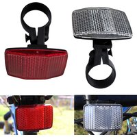 2 Pack Front & Rear Bike Bicycle Reflector Set Red White Fixings Mounting Bracket Warnings Light Safety Lens Bicycle Accessorie