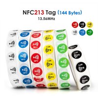 6pcs NFC Ntag213 144 Bytes Wet Tag Stickers 13.56MHz ISO14443A Ntag 213 Chip RFID Adhesive Tag Label For NFC Phone 6 Colors