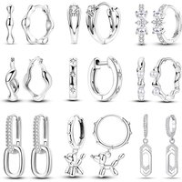 New Earrings For Women 925 Silver Color Star Geometric Entangle Zircon Earrings Fine Wedding Engagement Birthday Jewelry Gifts