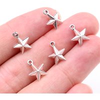30pcs 3D Star Charms Pendant 11x8mm Small Alloy Metal Pendants DIY Jewelry Making Accessories Findings for Earrings Bracelet