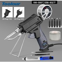 Toolour LCD Soldering Iron Kit with Adjustable Temp 180~500°C/356~932°F Auto Send Tin Soldering Iron Gun for Welding Repair