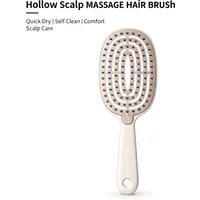 1Pcs Self-Cleaning Hollow Vented Hair Brush, Air Cushion Scalp Detangler Comb, Quick Dry Root Lift Volumizing Brush, ABS Handle