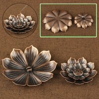 Metal Sandalwood Incense Sticks Holder Buddhism Zen Lotus Sticks Incense Censer Nasturtium Ashtray 2 In 1 Alloy Incense Burner