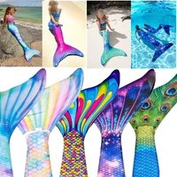 Nouveau enfants adulte natation queue de sirène fille maman Cosplay sirène Costume enfants fête cadeau fantaisie maillot de bain avec Monofin Fin