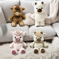 TreasuringU New Scottish Highland Cattle Plush Toy Fun Highland Cow Stuffed Doll Cartoon Cattle Plushie Room Decor Children Gift