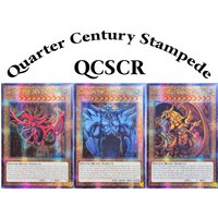 YuGiOh! Game Cards QCSCR Quarter Century Stampede Obelisk the Tormentor Slifer The Sky Dragon The Winged Dragon Of Ra Rare cards