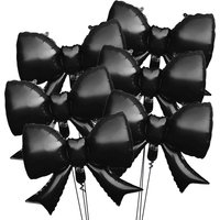 6pcs Black Bow Ties Aluminum Foil Balloons Birthday Bachelor Party Halloween Valentine's Day Engagement Wedding Decoration