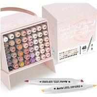 Arrtx OROS 48 Skin Tone Alcohol Markers Double Tipped Brush & Chisel Sketch Marker for Coloring Illustration Portrait Painting